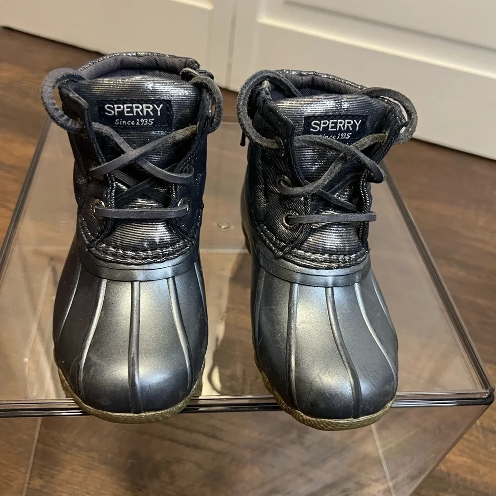 Sperry  Duck Rain Boots Size Girls 6 Color Blue Sparkle